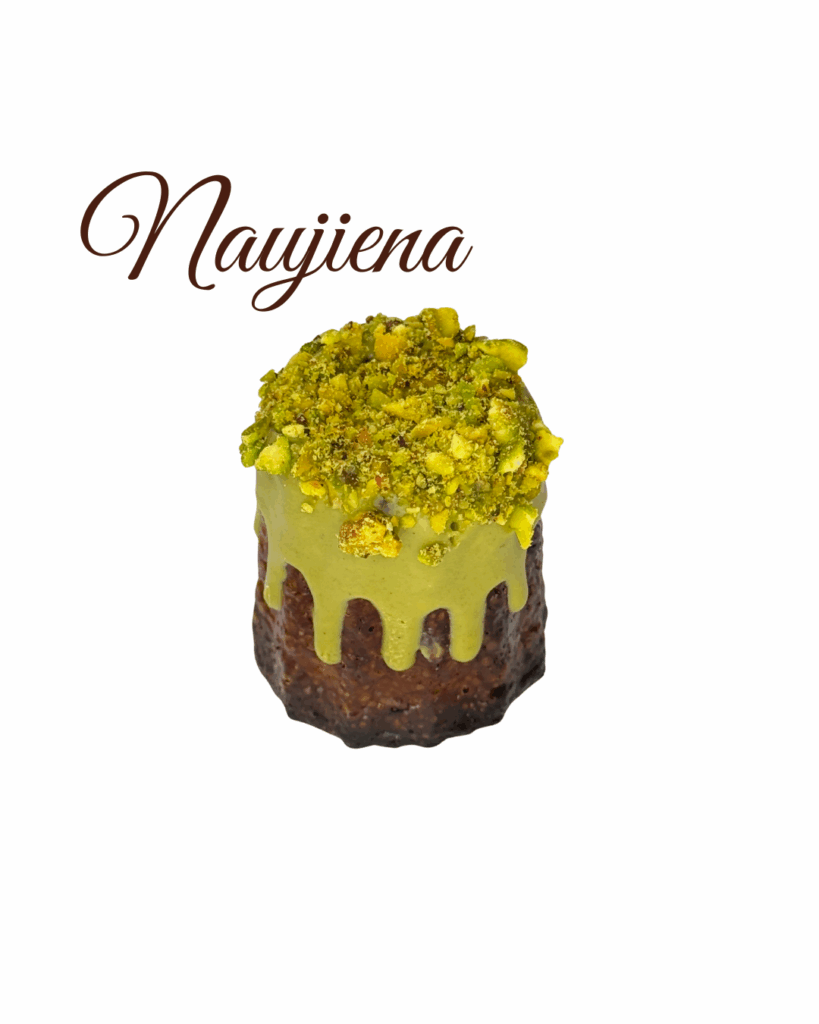 Canele su pistacijomis ir šokoladu – Mon Ami prancūziškas desertas su traškia karamele ir švelniu pistacijų kremu, išskirtinis saldėsis su riešutų akcentu.